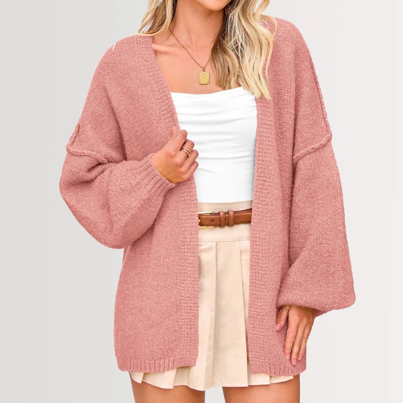 Oversized Knit Cardigan – Cozy Fall Essential with Lantern Sleeves - Image 6